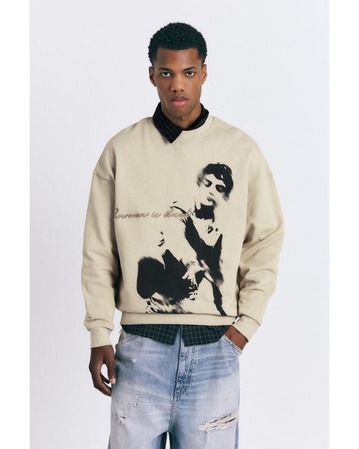 Pull&Bear Blue Graphic Round Neck Sweatshirt for men