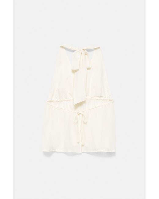 Pull&Bear Brown Mirror-Detail Halter Top