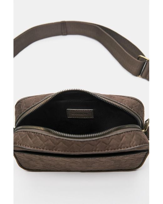 Pull&Bear Brown Stwd Embossed Crossbody Bag for men