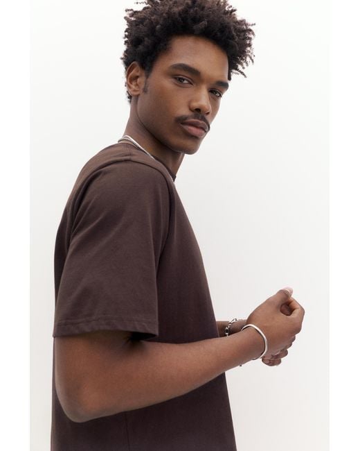 Pull&Bear Red Basic Short Sleeve Cotton T-Shirt for men