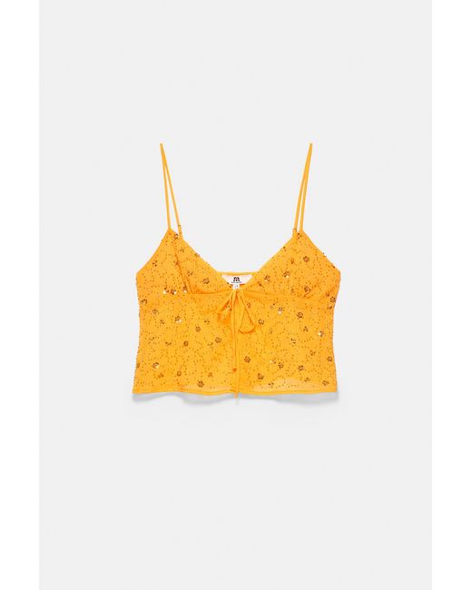 Pull&Bear Orange Sequin Strappy Top