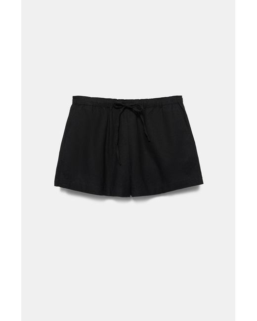 Pull&Bear Black Linen Blend Shorts
