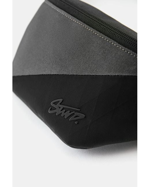 Pull&Bear Black Mixed Fabric Stwd Belt Bag for men