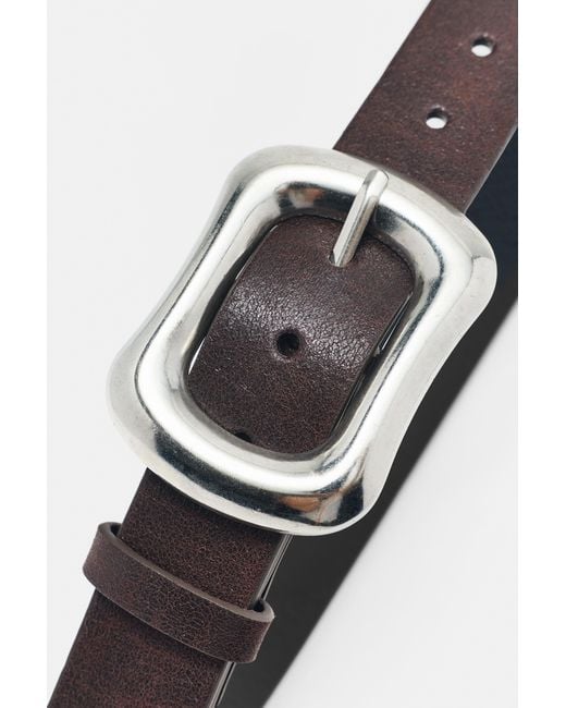 Pull&Bear Black Rectangular Buckle Belt