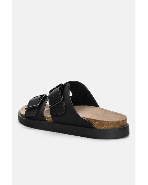 Pull&Bear Black Flat Sandals With Buckle for men