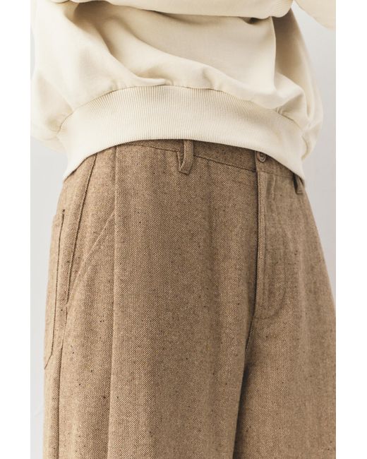 Pull&Bear Brown Tailored Fit Wool Trousers for men