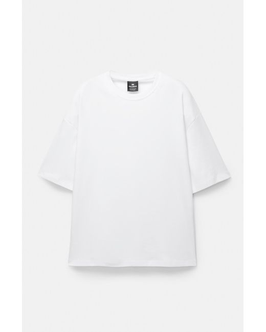 Pull&Bear White Boxy T-Shirt for men