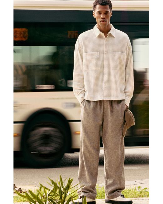 Pantalon Jogger En Lin Pull&Bear pour homme en coloris Gray