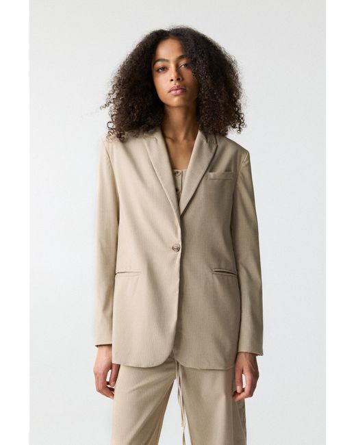 Pull&Bear Natural Blazer With Asymmetric Open Back