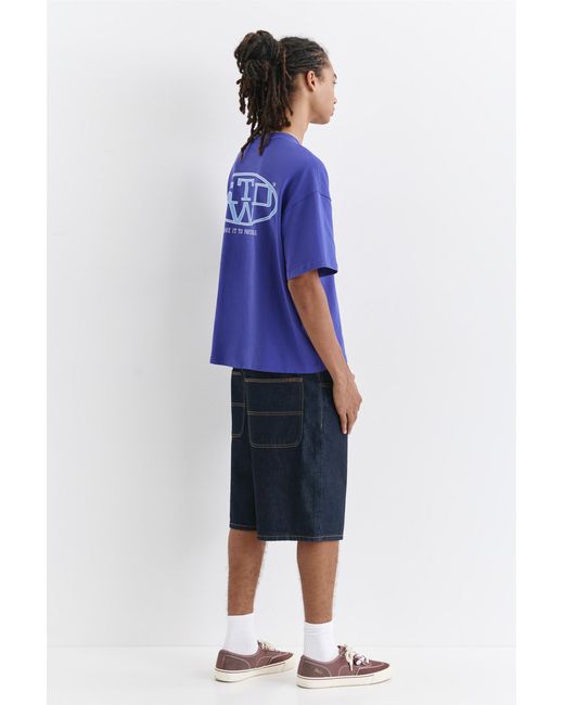 Pull&Bear Blue Stwd Boxy T-Shirt for men