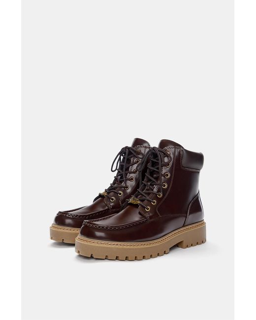 Pull&Bear Black Stwd Lace-Up Boots for men