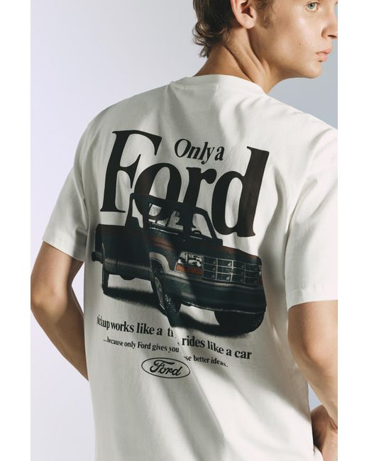 Pull&Bear White Ford T-Shirt for men