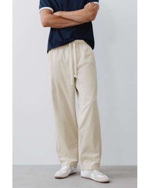 Pull&Bear White Baggy Jogger Pants for men