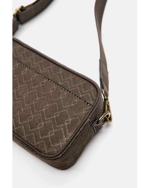 Pull&Bear Brown Stwd Embossed Crossbody Bag for men