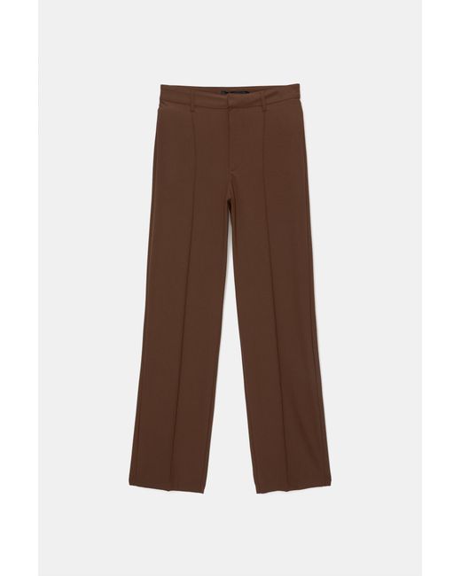 Pantaloni Eleganti Con Cucitura A Nervatura di Pull&Bear in Brown