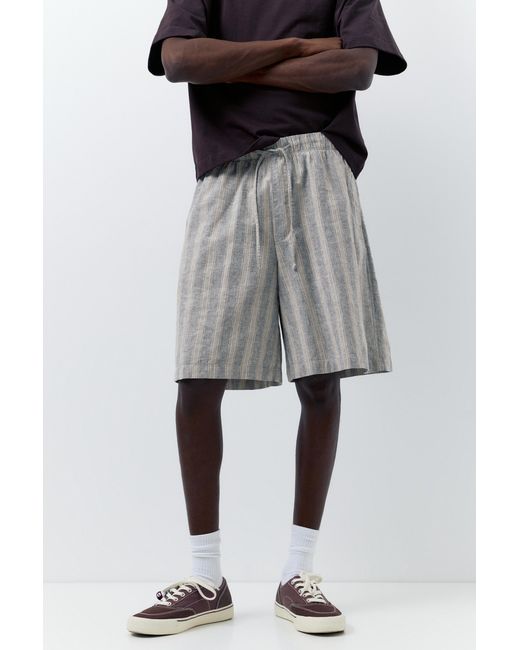 Pull&Bear Multicolor Linen Blend Jogger Bermuda Shorts for men