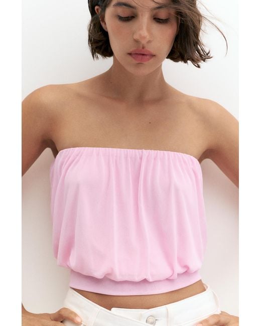 Pull&Bear Strapless Top Met Tailleband in het Pink
