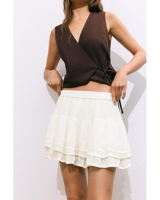 Pull&Bear Black Ruffled Mini Skirt