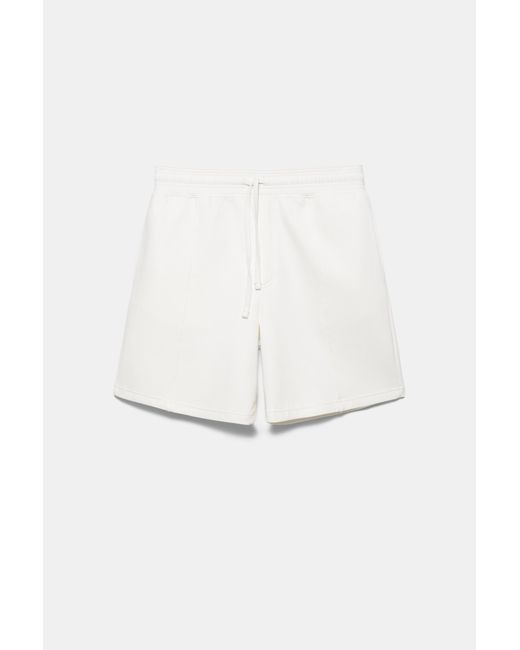Pull&Bear White Interlock Jogger Bermuda Shorts for men