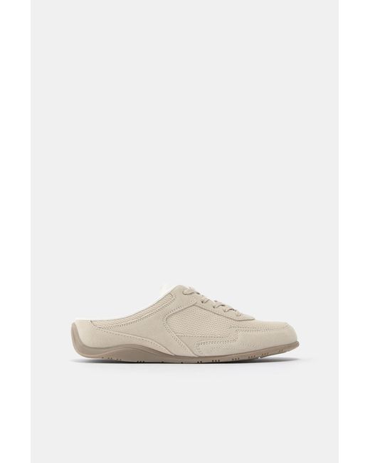 Pull&Bear Blue Leather Slingback Trainers