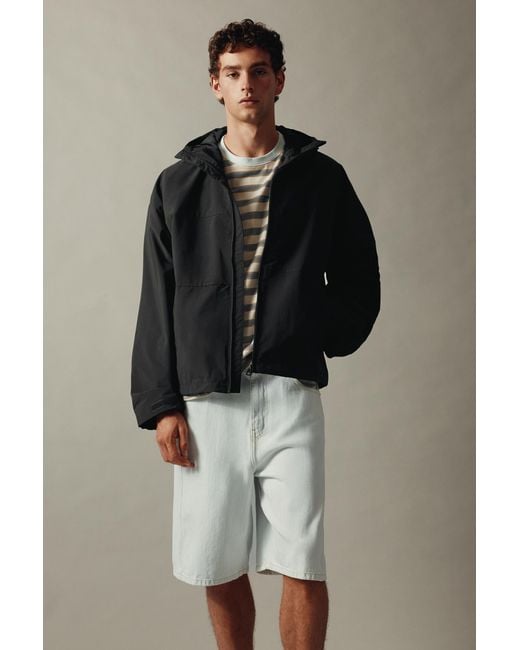 Pull&Bear Black Lightweight Hooded Raincoat for men