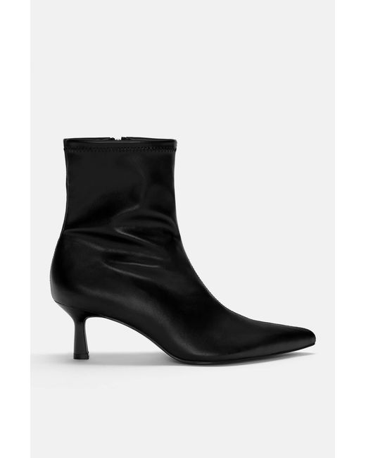 Pull&Bear Black Kitten Heel Ankle Boots