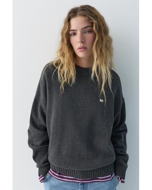 Pull&Bear Gray Embroidered Front Jumper