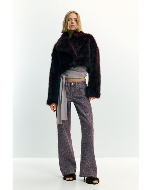 Pull&Bear Black Straight-Leg Jeans With Rhinestone Detail