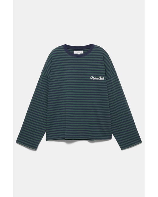 Pull&Bear Blue Striped T-Shirt With Text