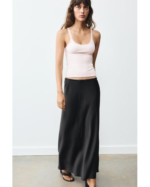 Pull&Bear White Lace-Trim Tank Top