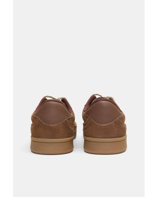 Pull&Bear Gray Split Leather Sneakers