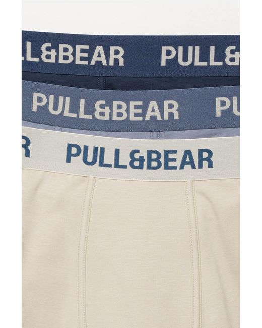 Pull&Bear Blue Pack Of 3 Boxers for men