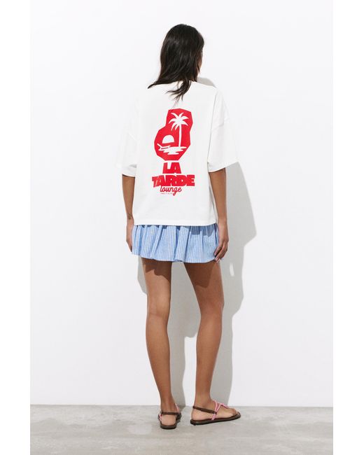 Pull&Bear Red La Tarde Graphic T-Shirt