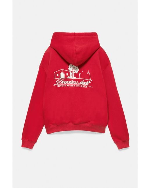 Sweat À Capuche Zippé Graphique Pull&Bear pour homme en coloris Red