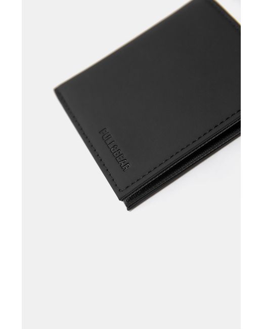 Pull&Bear Black Rubberised Wallet for men