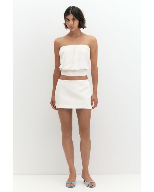 Pull&Bear Brown Strapless Top With Cummerbund Hem