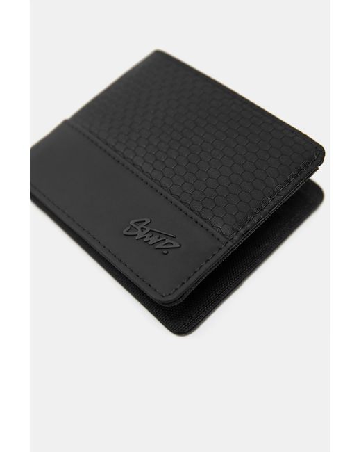 Pull&Bear Black Embossed Nylon Stwd Wallet for men