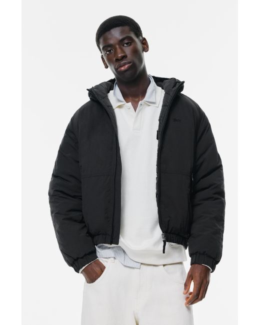 Pull&Bear Black Stwd Ripstop Raincoat for men