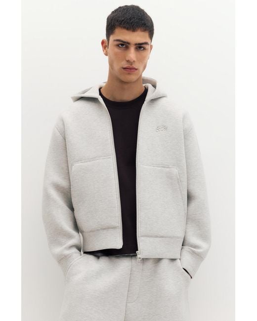 Pull&Bear Gray Neoprene-Effect Hoodie for men