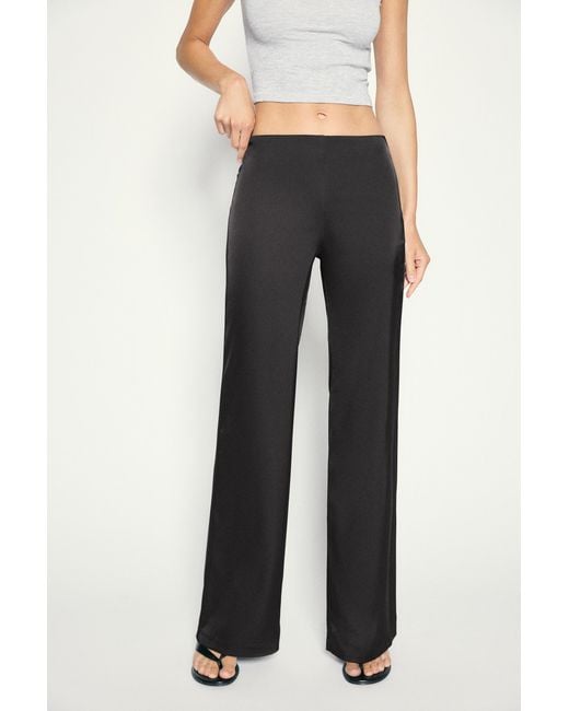 Pull&Bear White Satin Straight-Leg Trousers