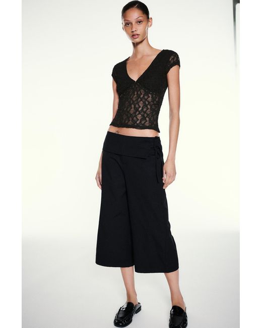 Pull&Bear Black Studded Lace T-Shirt
