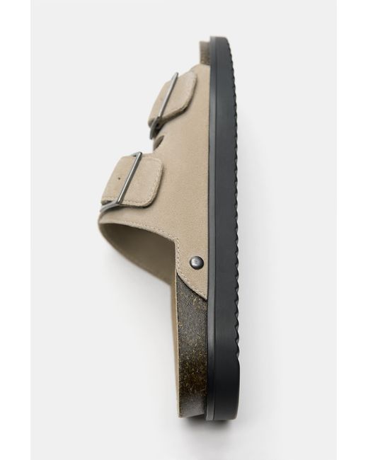 Pull&Bear Blue Leather Buckle Sandals for men