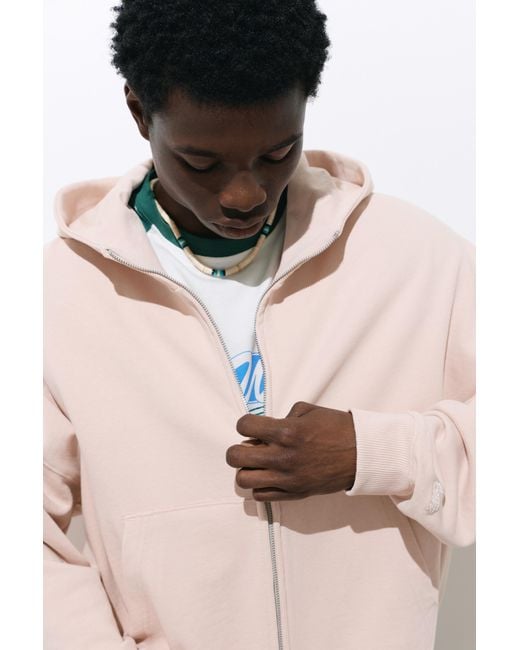 Pull&Bear Natural Oversize Zip-Up Hoodie for men