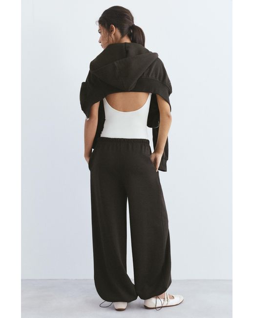 Pull&Bear Black Wide-Leg Tracksuit Bottoms With Adjustable Hem