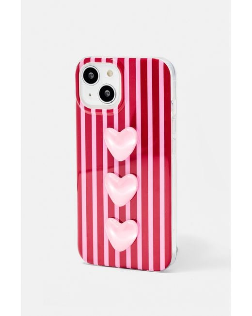 Pull&Bear Pink Striped Heart Iphone Case