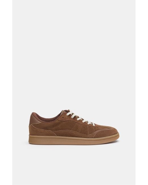 Pull&Bear Gray Split Leather Sneakers