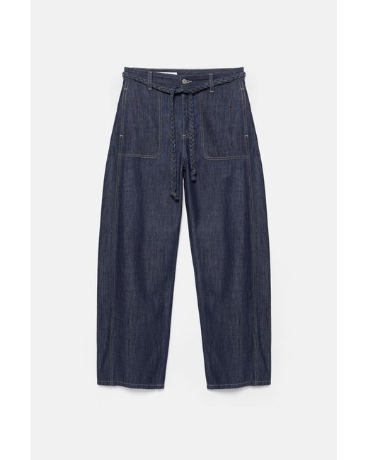 Pull&Bear Blue Balloon Jeans With Drawstring