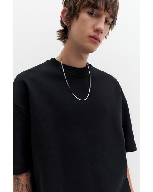 Pull&Bear Black Interlock Short Sleeve Sweatshirt for men