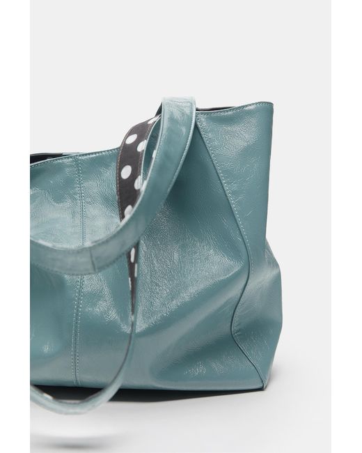 Pull&Bear Blue Polka Dot Shopper Bag