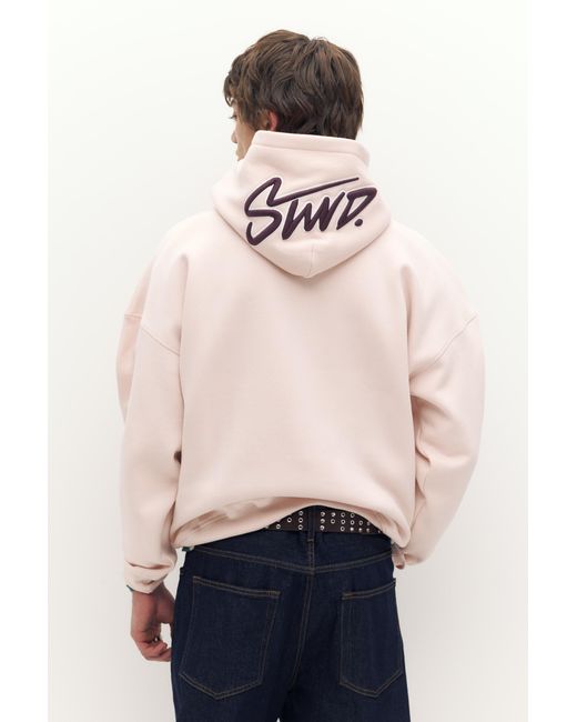 Pull&Bear Black Stwd Embroidered Hoodie for men